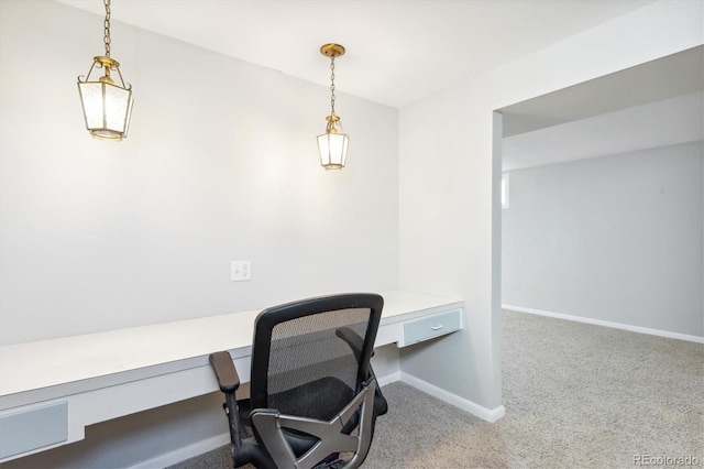 view of carpeted home office