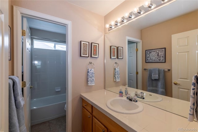 9586 W Victoria Dr, Littleton, CO 80128 - bathroom with a bathtub, toilet, walk in shower, tile patterned floors, and vanity