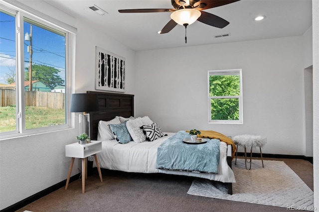 3275 W Hawthorne Pl, Denver, CO 80221 - bedroom featuring carpet flooring, a ceiling fan, and recessed lighting