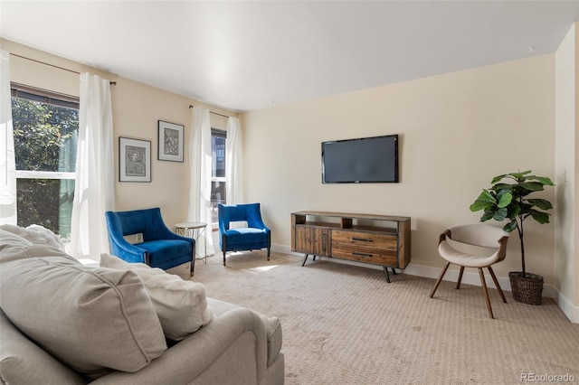 living room with carpet flooring