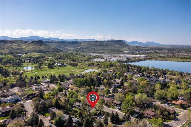 15000 W 29th Ave, Golden, CO 80401 - aerial overview of property's location featuring a water and mountain view, nearby suburban area, and a golf course