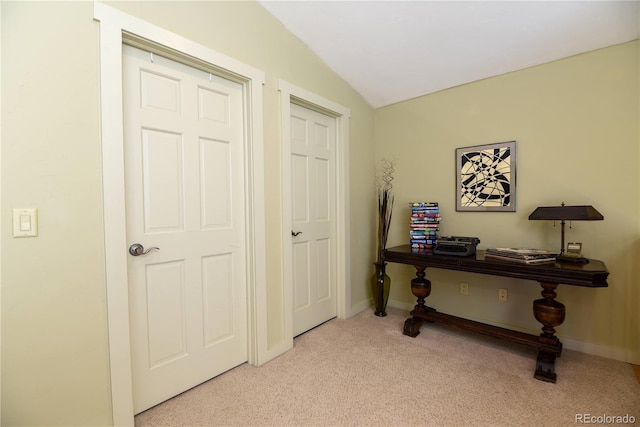 446 Blue River Rd, Breckenridge, CO 80424 - office featuring lofted ceiling and light colored carpet