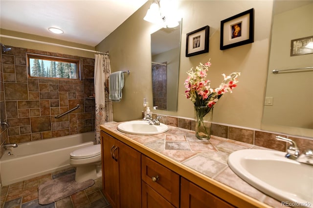 446 Blue River Rd, Breckenridge, CO 80424 - bathroom with double vanity and shower / bath combo with shower curtain