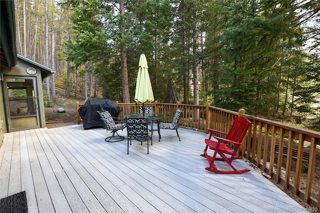 446 Blue River Rd, Breckenridge, CO 80424 - wooden deck with area for grilling and outdoor dining area