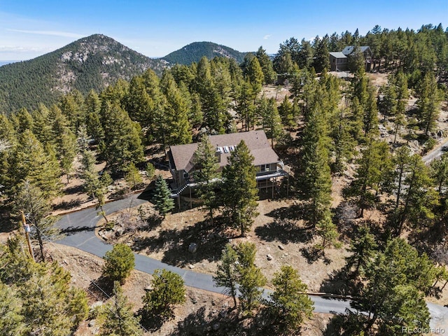 6530 Ridgeview Dr, Morrison, CO 80465 - aerial view of property's location with a mountainous background and a forest