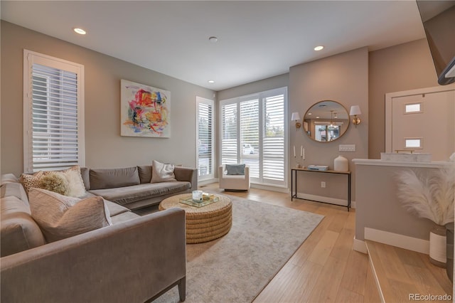 living room featuring light hardwood / wood-style floors