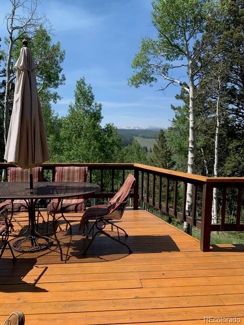 771 Spruce Rd, Cimarron, CO 81220 - wooden terrace with outdoor dining area