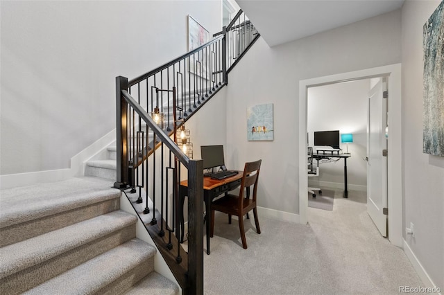 5608 Raintree Dr, Parker, CO 80134 - stairs featuring carpet floors and baseboards
