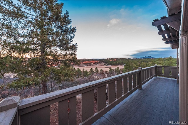 balcony featuring a mountain view