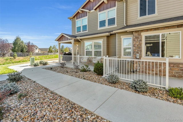 view of home's exterior featuring a porch