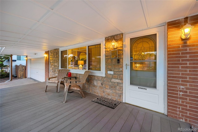 wooden terrace with covered porch