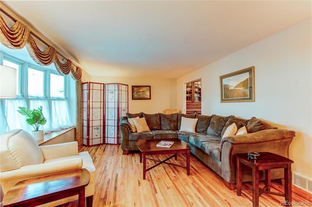 living room featuring light hardwood / wood-style floors