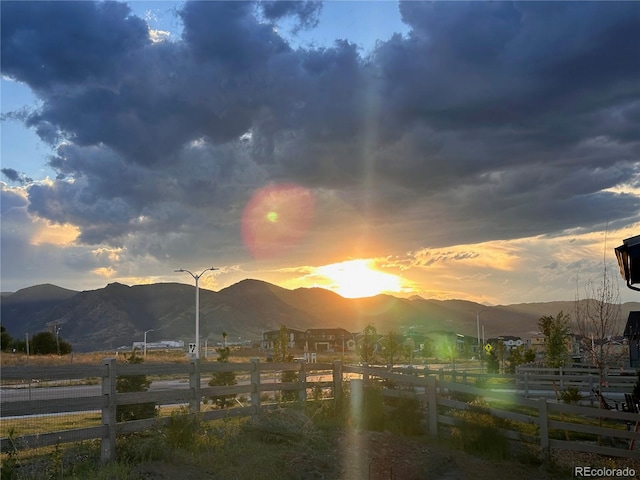 view of mountain feature featuring a rural view