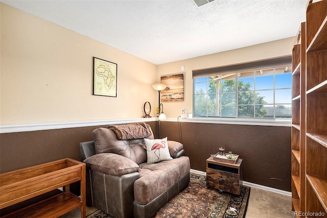 7582 Jared Way, Littleton, CO 80125 - sitting room with carpet floors, a textured ceiling, and a textured wall