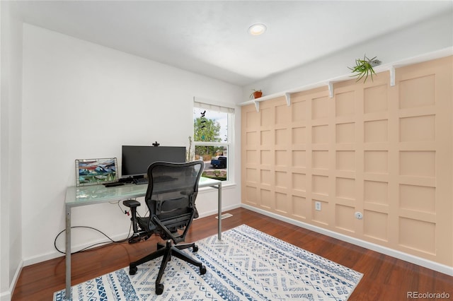 9376 W Wagon Trail Cir, Littleton, CO 80123 - office area with dark wood finished floors and baseboards