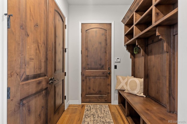 mudroom featuring light hardwood / wood-style floors