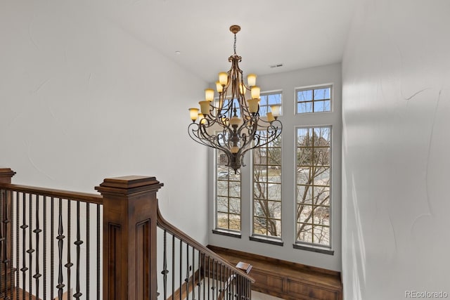 interior details with an inviting chandelier