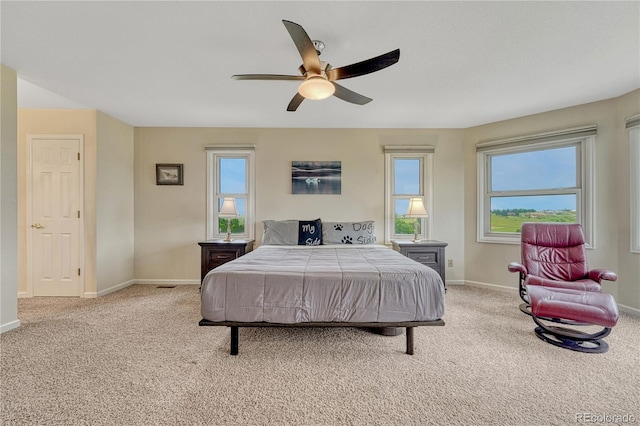 43793 Buckskin Rd, Parker, CO 80138 - bedroom with light colored carpet, multiple windows, and a ceiling fan