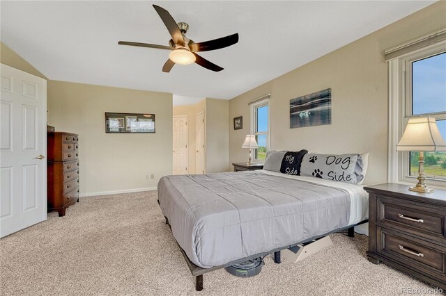 43793 Buckskin Rd, Parker, CO 80138 - bedroom with light carpet, multiple windows, and ceiling fan