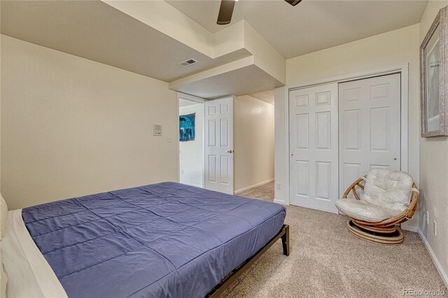 43793 Buckskin Rd, Parker, CO 80138 - carpeted bedroom with ceiling fan and a closet