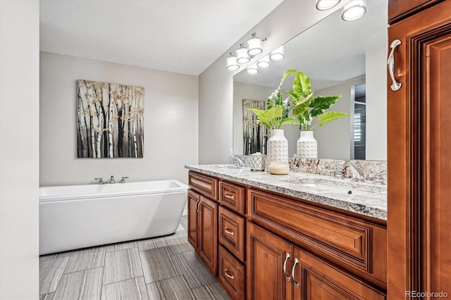 bathroom with a bathtub and vanity