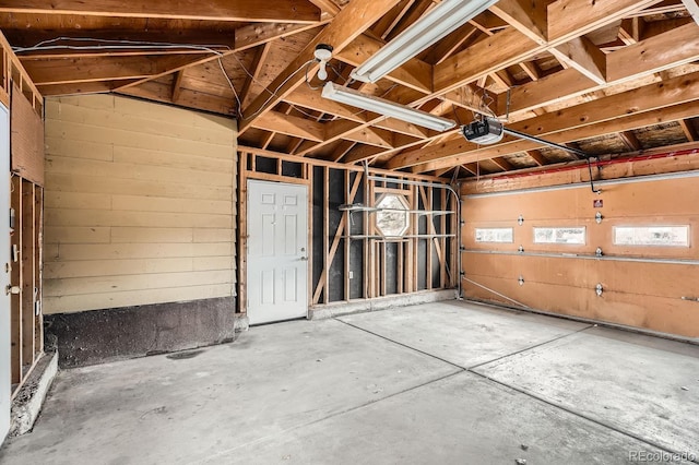 garage with a garage door opener