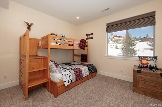 304 Gcr 424, Grand Lake, CO 80447 - bedroom featuring baseboards, light carpet, and visible vents