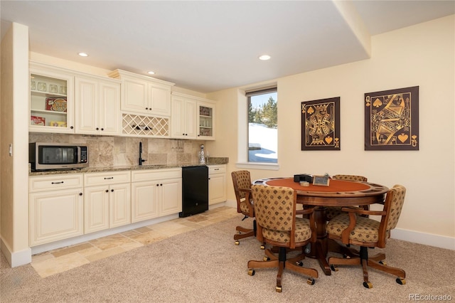 304 Gcr 424, Grand Lake, CO 80447 - interior space with indoor wet bar, recessed lighting, baseboards, and light carpet