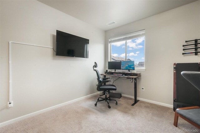 11524 Dewey St, Parker, CO 80138 - office area featuring carpet flooring, baseboards, and visible vents