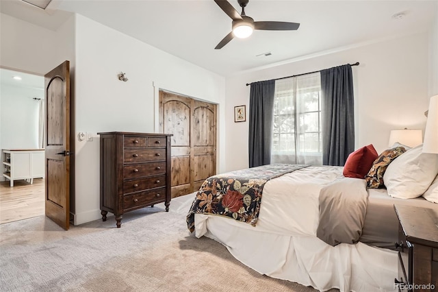 6102 S Aberdeen St, Littleton, CO 80120 - bedroom with light carpet and ceiling fan