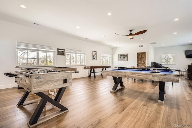 6102 S Aberdeen St, Littleton, CO 80120 - game room featuring pool table, a ceiling fan, recessed lighting, baseboards, and wood finished floors