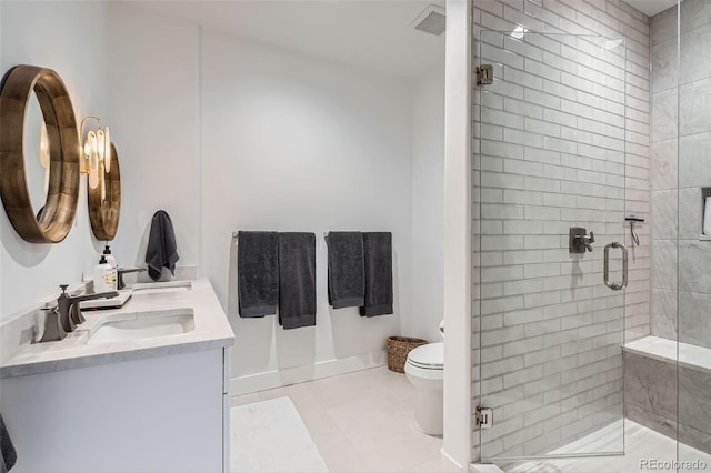 6102 S Aberdeen St, Littleton, CO 80120 - full bath featuring toilet, a shower stall, and double vanity