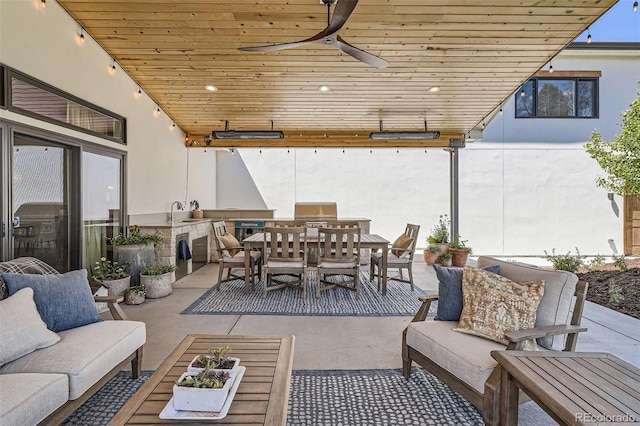 6102 S Aberdeen St, Littleton, CO 80120 - view of patio featuring outdoor lounge area, area for grilling, outdoor dining area, and ceiling fan