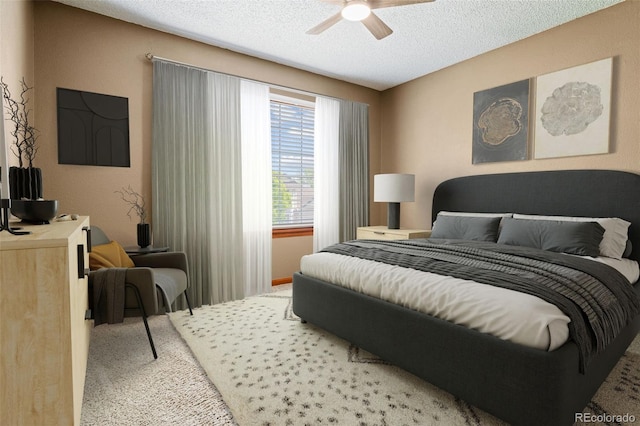 20922 E Crestline Cir, Centennial, CO 80015 - bedroom featuring a textured ceiling, carpet, and a ceiling fan