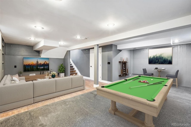 9563 W Caley Ave, Littleton, CO 80123 - playroom featuring billiards table, wood finished floors, and recessed lighting
