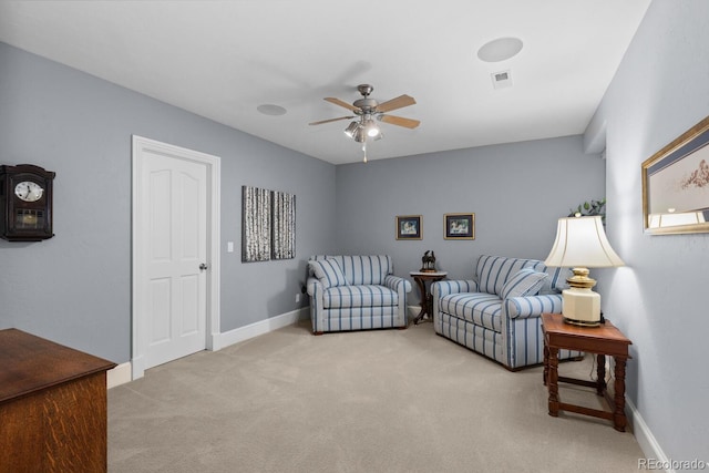 5171 Shade Tree Ln, Parker, CO 80134 - living room featuring light colored carpet and ceiling fan