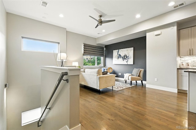 3431 W 16th Ave, Denver, CO 80204 - living area featuring recessed lighting, wood finished floors, and ceiling fan