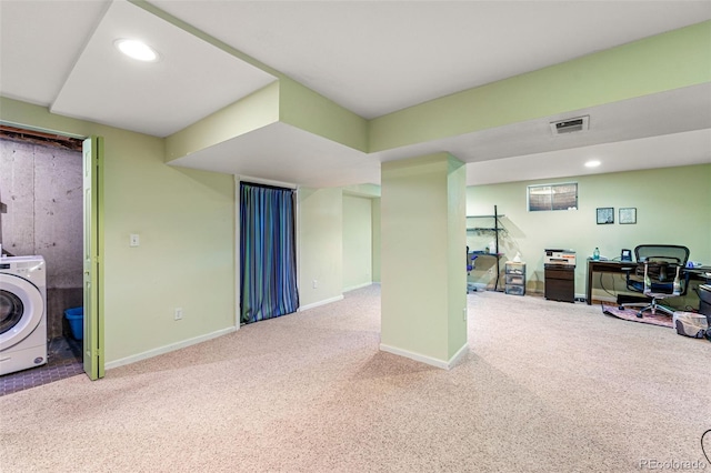 interior space with carpet and washer / dryer