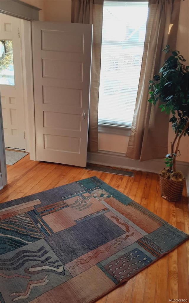 interior space featuring a wealth of natural light and hardwood / wood-style floors