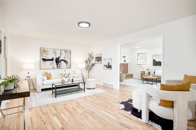 living room with wood-type flooring