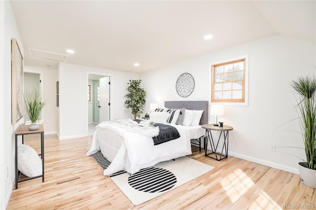 bedroom with light hardwood / wood-style flooring