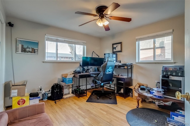 6095 W 47th Ave, Wheat Ridge, CO 80033 - office space featuring a ceiling fan and wood finished floors