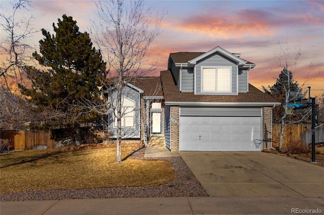 view of front of house with a garage