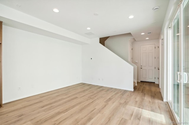 unfurnished living room featuring light hardwood / wood-style flooring