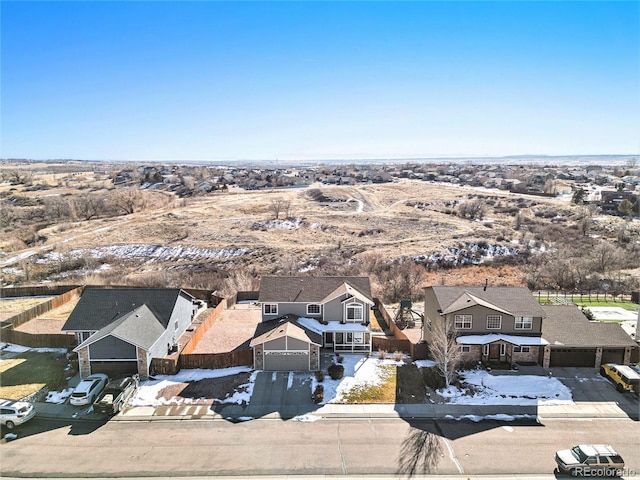 drone / aerial view with a residential view