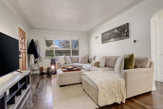 living room with hardwood / wood-style floors