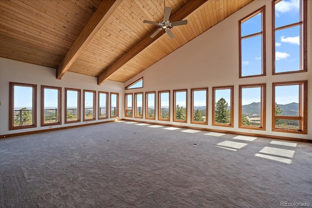 5197 Bear Mountain Dr, Evergreen, CO 80439 - unfurnished sunroom with beam ceiling and a mountain view
