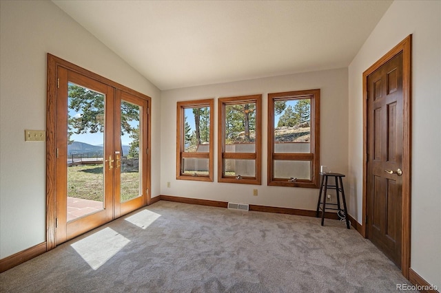 5197 Bear Mountain Dr, Evergreen, CO 80439 - unfurnished sunroom with french doors and visible vents