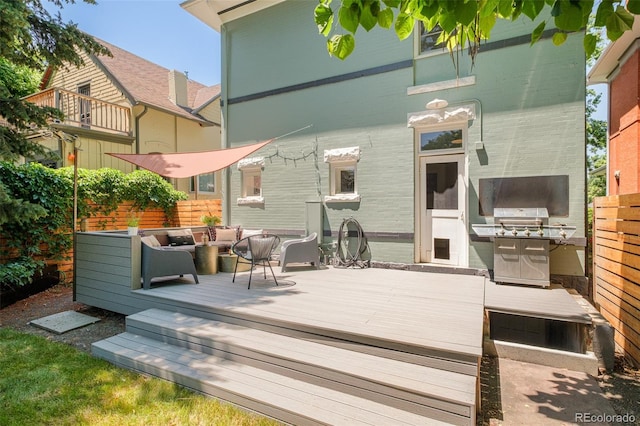 2228 N Race St, Denver, CO 80205 - deck with an outdoor hangout area and grilling area