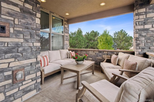 view of patio featuring an outdoor hangout area